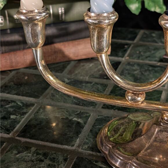 Vintage Five Light Silver Plate Menorah Candelabra, Yahrzeit, Sabbath, Kabbalah - Picture 3 of 8